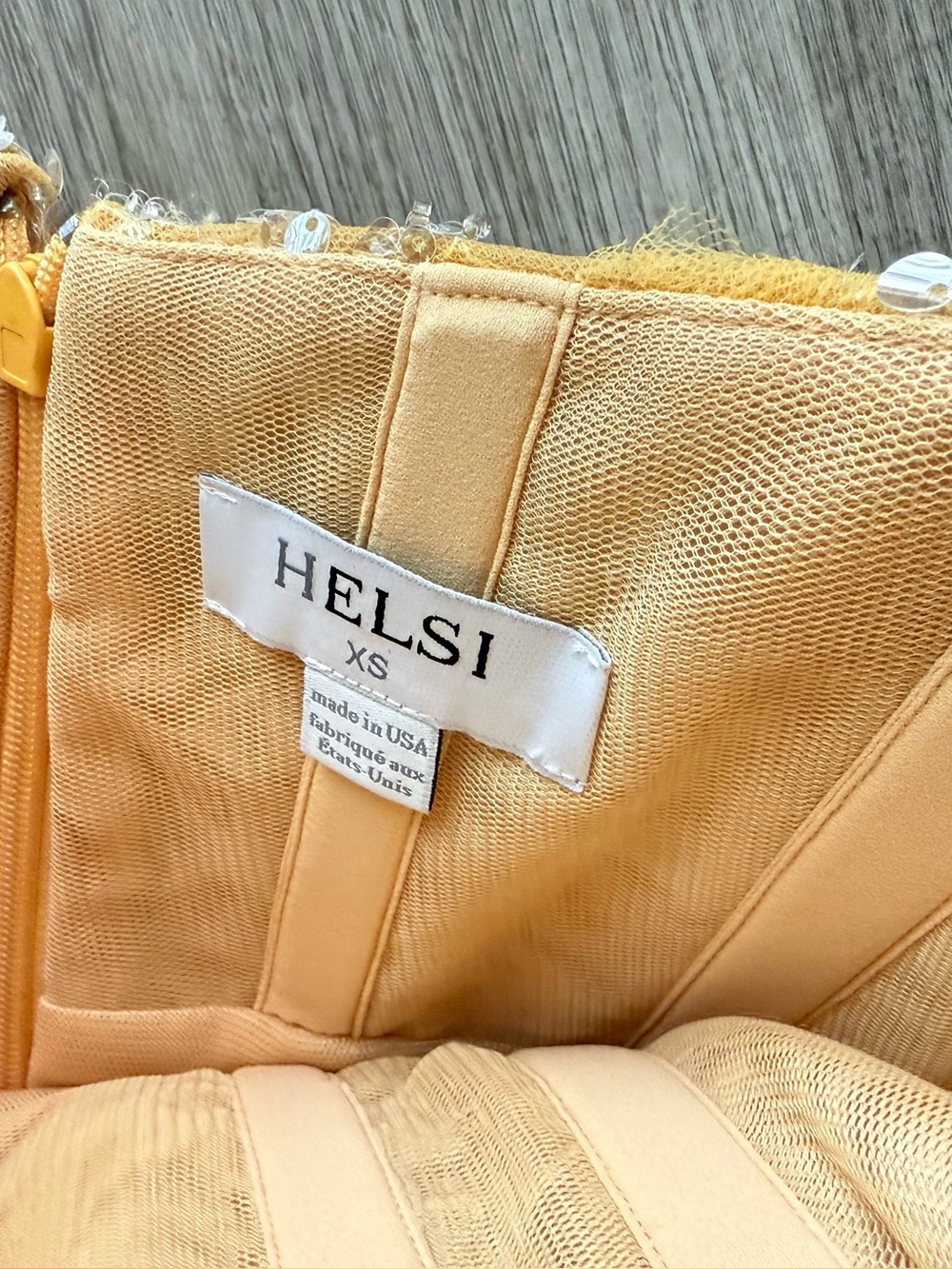 helsi marisa orange gold 3d flower applique embellished strapless mini dress XS - Picture 5 of 10